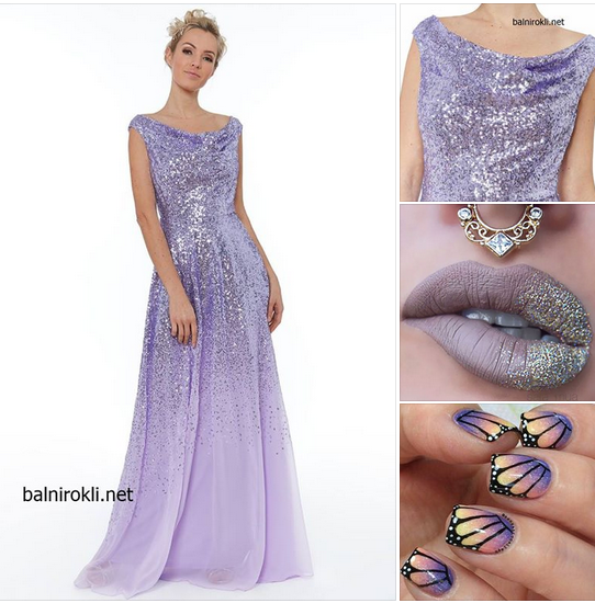 абитуриентска лилава блестяща рокля 