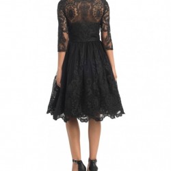 Елегантна Къса Черна Бална Рокля Бродерии Тюл