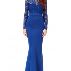 Дълга Официална Синя Рокля Дaнтела Гол Гръб