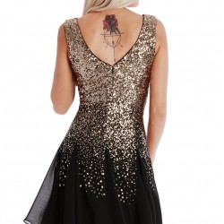 Абитуриентска Къса Черна Рокля Със Златни Декорации Абитуриентска Къса Черна Рокля Със Златни Декорации