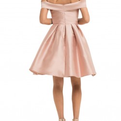Елегантна Къса Секси Рокля Розова Сатен