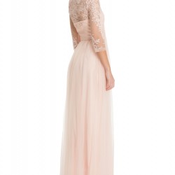 Абитуриентска Бална Дълга Рокля Дантела Ръкави