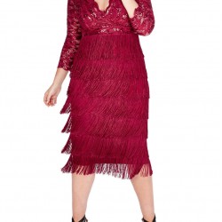 Дантелена Червена Рокля за Парти Средна Дължина Макси Дами