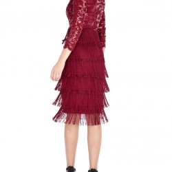 Елегантна Къса Права Рокля Бордо Ретро