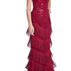 Дълга Елегантна Червена Блестяща Рокля Ретро