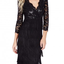 Елегантна Къса Права Рокля Черна Ретро