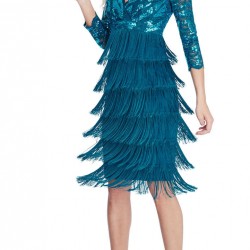 Къса Секси Права Синя Рокля Ретро