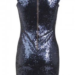 Блестяща Къса Тъмносиня Парти Рокля Пайети