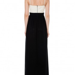 Елегантна Дълга Вечерна Рокля Бяло и Черно