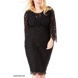 Къса Официална Рокля Черна Дантела Макси Размери