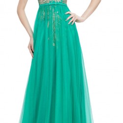 Абитуриентска Бална Дълга Рокля Зелено и Златно