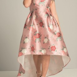 Асиметрична Елегантна  Рокля за Парти Рози Макси Размери