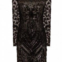 Къса Черна Секси Парти Рокля Пайети 3