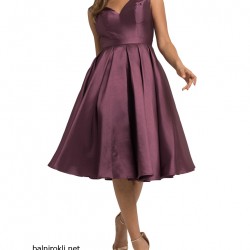 Елегантна Виолетова Официална Рокля Сатен 2