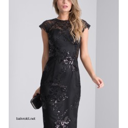 Бална Дълга Черна Рокля Блестящи Пайети