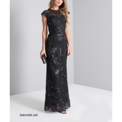 Бална Дълга Черна Рокля Блестящи Пайети