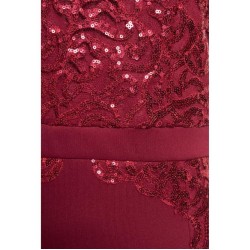 Дълга Тъмночервена Официална Рокля Цепка