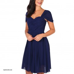 Елегантна Класическа Къса Тъмносиня Официална Рокля