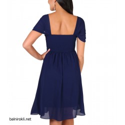 Елегантна Класическа Къса Тъмносиня Официална Рокля Елегантна Класическа Къса Тъмносиня Официална Рокля