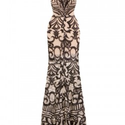 Бална Дълга Луксозна Рокля Черни Декорации 1