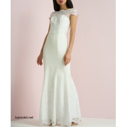 Дълга  Бална Рокля Дантела  цвят Слонова Кост