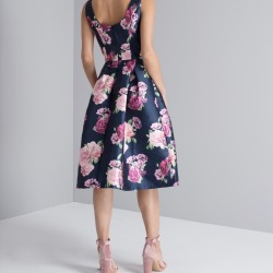 Елегантна  Вечерна Рокля Цветя Средна Дължина