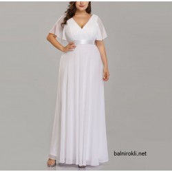 Бална Дълга Бяла Рокля Шифон Макси Дами Бална Дълга Бяла Рокля Шифон Макси Дами