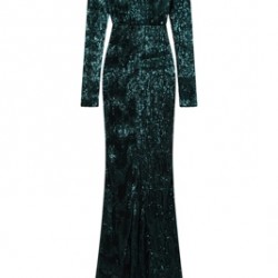 Блестяща Бална Изумрудено Зелена Рокля Ръкави