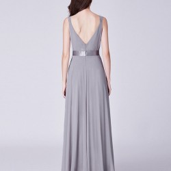 Абитуриентска Сива Дълга Рокля Шифон
