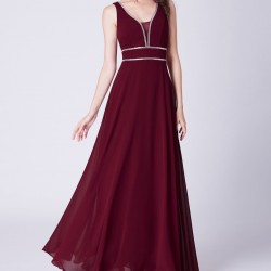 Абитуриентска Рокля Бордо Бюстие Сребриста Декорация