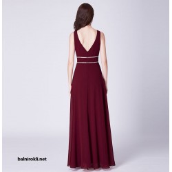 Абитуриентска Рокля Бордо Бюстие Сребриста Декорация