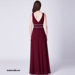 Абитуриентска Рокля Бордо Бюстие Сребриста Декорация