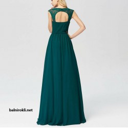 Абитуриентска Зелена Дълга Рокля Шифон и Дантела Абитуриентска Зелена Дълга Рокля Шифон и Дантела