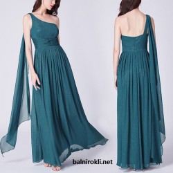 Абитуриентска Бална Зелена Рокля Едно Рамо