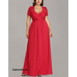 Бална Дълга Червена Рокля Шифон Макси Дами