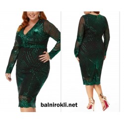 Елегантна Зелена Коктейлна Рокля Макси Размери Елегантна Зелена Коктейлна Рокля Макси Размери