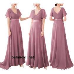 Бална Дълга Лилава Рокля Шифон Феерия