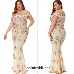 Блестяща Коктейлна Рокля Макси Дами Шампанско