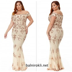 Блестяща Коктейлна Рокля Макси Дами Шампанско