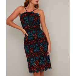 Дантелена Коктейлна Многоцветна Рокля