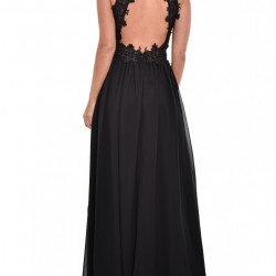 Бална Дълга Черна  Абитуриентска Рокля Гол Гръб