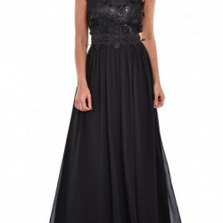 Бална Дълга Черна  Абитуриентска Рокля Гол Гръб