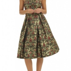 Елегантна Рокля Флорални Мотиви Металик