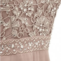 Елегантна Официална Дълга Рокля Шифон Дантела Цвят Мока