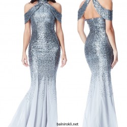 Елегантна Дълга Сребриста Рокля Шифон и Пайети Елегантна Дълга Сребриста Рокля Шифон и Пайети