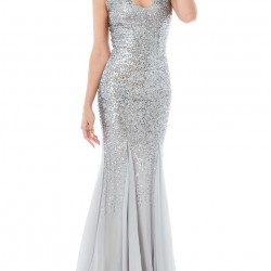 Блестяща Бална Сребриста Рокля Пайети Русалка