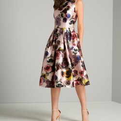  Бална Къса  Рокличка Сатен Флорален Принт