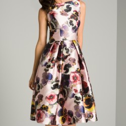  Бална Къса  Рокличка Сатен Флорален Принт
