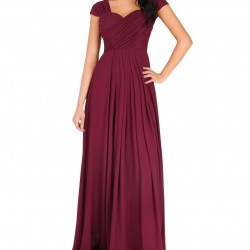 Бална Дълга Рокля Бордо Шифон