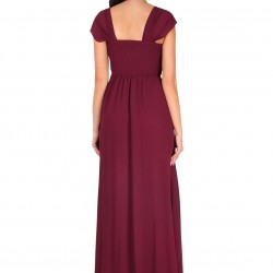 Бална Дълга Рокля Бордо Шифон